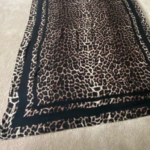 Leopard Print, Large Oblong Scarf or Wrap with Black Double Border